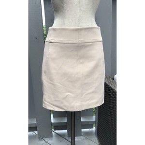 Ann Taylor 2p Petite Short Career Rayon Blend Skirt Beige Lined Quality Material
